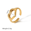 Gouden roestvrijstalen open ring met hartvormige handen, breedte 12mm - Verstelbaar Open / Goud