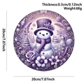 Purple floral snowman round wooden sign decoration with dimensions 20cm diameter - Wooden Christmas Sign Purple Flower Snowman