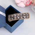 Elegante pinza para el pelo de cristal gris con borde de diamantes en caja de regalo - Estilo 7 Gris [Cuadrado]