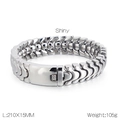Bracciale da uomo in acciaio inossidabile argento lucido a maglia drago 210x15mm - Argento Lucido Stile A (Larghezza 15mm)