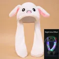 White LED plush bunny hat with moving ears and cute cartoon face for kids and adults - Large Size (Moving Ears) / LED Upgraded Thickened White Rabbit