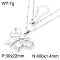 Collana minimalista in acciaio inossidabile argento con ciondolo a fiocco vuoto - Collana Argento