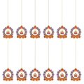 12er-Set farbenfrohe Diwali Diya Hängedekorationen mit Paisley-Mustern und goldener Schnur - Diwali 3D Hängedekoration (L-00345)