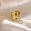 Golden open adjustable ring featuring a bold letter B detail with matte finish - Letter B / Gold