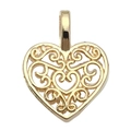 KC gold hollow heart love charm with intricate swirl design for DIY jewelry crafting - 1pc Heart 14x17.5mm