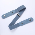 Adjustable light blue elastic invisible belt with silver snaps and leather ends - Light Blue [Standard Style]