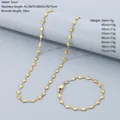 Elegante conjunto de collar y pulsera de eslabones de corazón dorados de acero pulido - Pulsera 20CM / Dorado