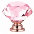 Detailed view of a pink crystal drawer knob with a rose gold base for cabinet furniture - 30MM / Rose Gold Base - Pink Diamond
