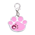 Pink paw-shaped pet ID tag with sparkling crystal rhinestones and silver lobster clasp - Paw Shape / Pink