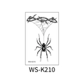 Spider tattoo sticker with cobweb design in black ink style, model WS-K210 sticker - Black and White Line Spider (WS-K210)