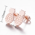 Minimalist pineapple stud earrings in rose gold finish measuring 12mm x 6mm for women - 103 Pineapple - Rose Gold