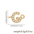 18k gold plated letter G charm with cubic zirconia for DIY jewelry making - Letter G