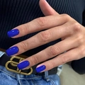 Glossy royal blue press-on nails in medium-long rectangular shape for women - Glossy Klein Blue + Yellow Jelly Glue Set (With File)