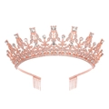 Elegant rose gold bridal crown with sparkling crystals for wedding and party hairstyles - Rose Gold White Rhinestones