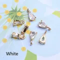 Set of six gold-plated teardrop glass pendants in white for DIY jewelry making crafts - 4*8mm / White