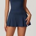 Marineblauer A-Linien Sportrock mit hoher Taille aus elastischem Funktionsstoff - S / Marineblau