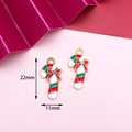 Golden alloy Christmas candy cane pendants with red bow and rhinestone details, 22x11mm - 4# Christmas Candy Cane