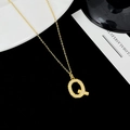 S925 silver gold-plated necklace with a crystal-encrusted letter Q pendant - Letter Q