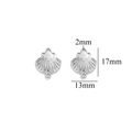 Silver stainless steel seashell pendant with 13mm width and 17mm height for DIY jewelry - Steel Color Double-hole Shell-510