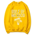 Yellow Gulf of Mexico beach hoodie with white palm trees and comfortable loose fit - Yellow