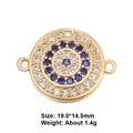 Golden evil eye connector with blue and white cubic zirconia for jewelry making - Gold Evil Eye Dual Ring (L0522-A)