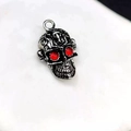 Gothic skull pendant in antique silver finish with striking red rhinestone eyes detail - Red Eye Skull Single Pendant