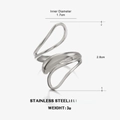 Anello fluido minimalista in acciaio argento con dimensioni e specifiche di peso 3g - Stile Linea / Argento