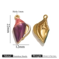 Paars en gouden schelphanger van roestvrij staal voor DIY-sieraden 22mm x 12mm - Wulps Paars