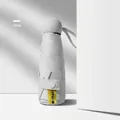 Mini portable flat folding white umbrella with UPF 50+ label and ball handle - 5-Fold Umbrella/Cloth Sleeve / White