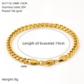 Dettaglio della catena barbazzale in acciaio inossidabile placcato oro 18 carati - Oro 19cm (SH711G-5MM-19CM)