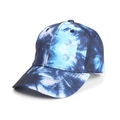 Detail of blue and white tie-dye pattern on a six-panel structured baseball cap - Adjustable / Blue