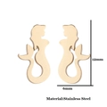 Golden mermaid stud earrings in stainless steel measuring 12mm by 6mm on white background - Mermaid / Gold