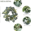 Artificial 10-inch grey-green eucalyptus candle ring with white flowers and size markings - 25CM Coin Eucalyptus Wreath