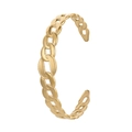 Elegant gold titanium steel open bangle featuring hollow chain texture and evil eye heart design - Y534-1 Gold Chain Texture