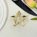 Polished golden star-shaped metal hair claw clip with mirror finish for elegant styling - Hollow Star / Gold