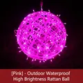 Sfera luminosa a LED rosa in rattan, impermeabile e ad alta luminosità per esterni - Rosa