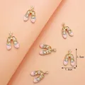 Ciondoli a forma di scarpetta da ballo in lega smaltata rosa con strass per gioielli DIY - Scarpette da ballo rosa