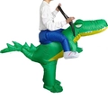Funny green inflatable dinosaur costume for adults with blue fake legs for party events - Riding A Crocodile / One Size