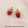 DIY Strawberry alloy charms with red gradient enamel and gold metal ring for jewelry making - BK1502# Strawberry