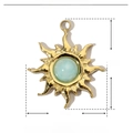 Detail of 15mm sun pendant featuring golden stainless steel and blue natural stone - Sunburst - Light Blue Stone