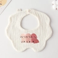 Creamy white petal gauze baby bib with cute puppy prints and soft snap closure - Gauze Flower Scarf - Three Puppies