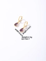 Exquisite gold teardrop earrings with purple pear-cut cubic zirconia and snap closure - Gold Hoop + Purple Gemstone (E01194-7)