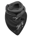 Black fleece headscarf with 3D feather print and silver metal buckle closure - 44-Feather Arrow