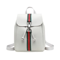 Mini white leather backpack with signature red and green stripes and silver hardware - Gray