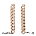Rose gold Cuban link tassel earrings made of polished stainless steel for women - 8mm / Rose Gold