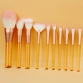 10-teiliges Make-up-Pinsel-Set mit klaren bernsteinfarbenen Griffen und rosa Borsten - Orange Transparenter Griff (9 Stk)