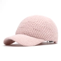Gorra de béisbol de punto rosa para mujer con textura de gofre y correa ajustable - Ajustable / Rosa