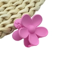Matte bright pink flower hair claw clip with spring mechanism on woven background - Small Flower Style / Rose Red