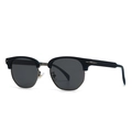Classic men's square semi-rimless sunglasses with matte frame and grey polarized lenses - Blue Frame Gunmetal Accents