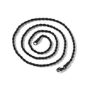 Collar de cadena de cuerda trenzada negra de 3mm en acero inoxidable estilo minimalista - Cadena 4mm / 36CM / Negro
